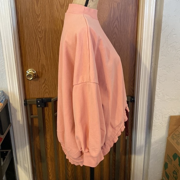 Nap Loungewear Peach Coral Oversized Sweatshirt Hi-Low Drawstring Hem Size Large - Picture 5 of 9